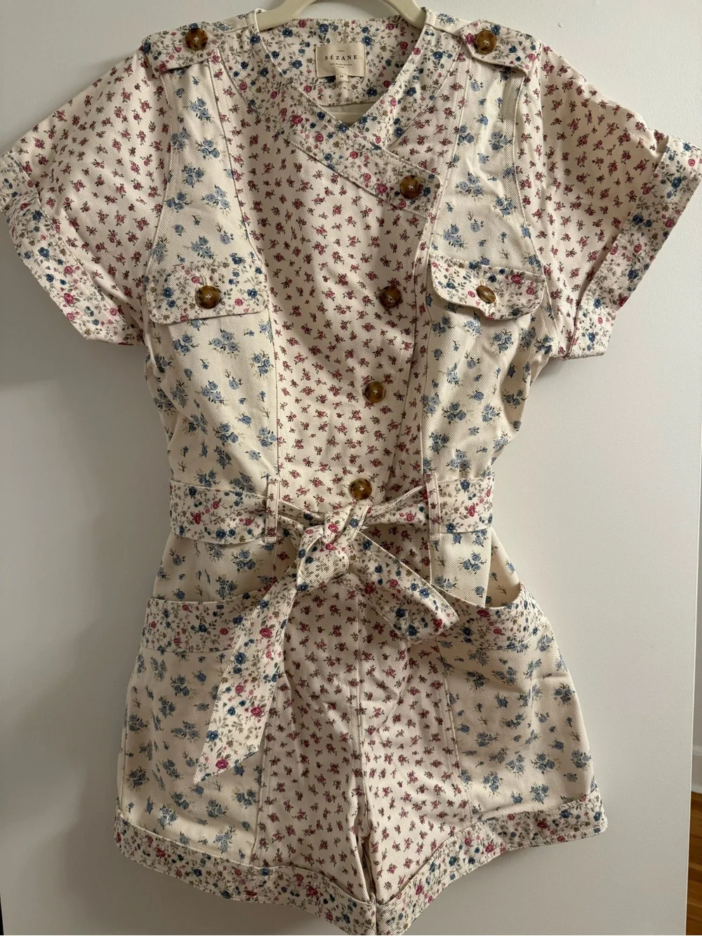 New Sezane Gallipoli Floral Denim Romper in Size 38 (6) - Picture 4 of 6